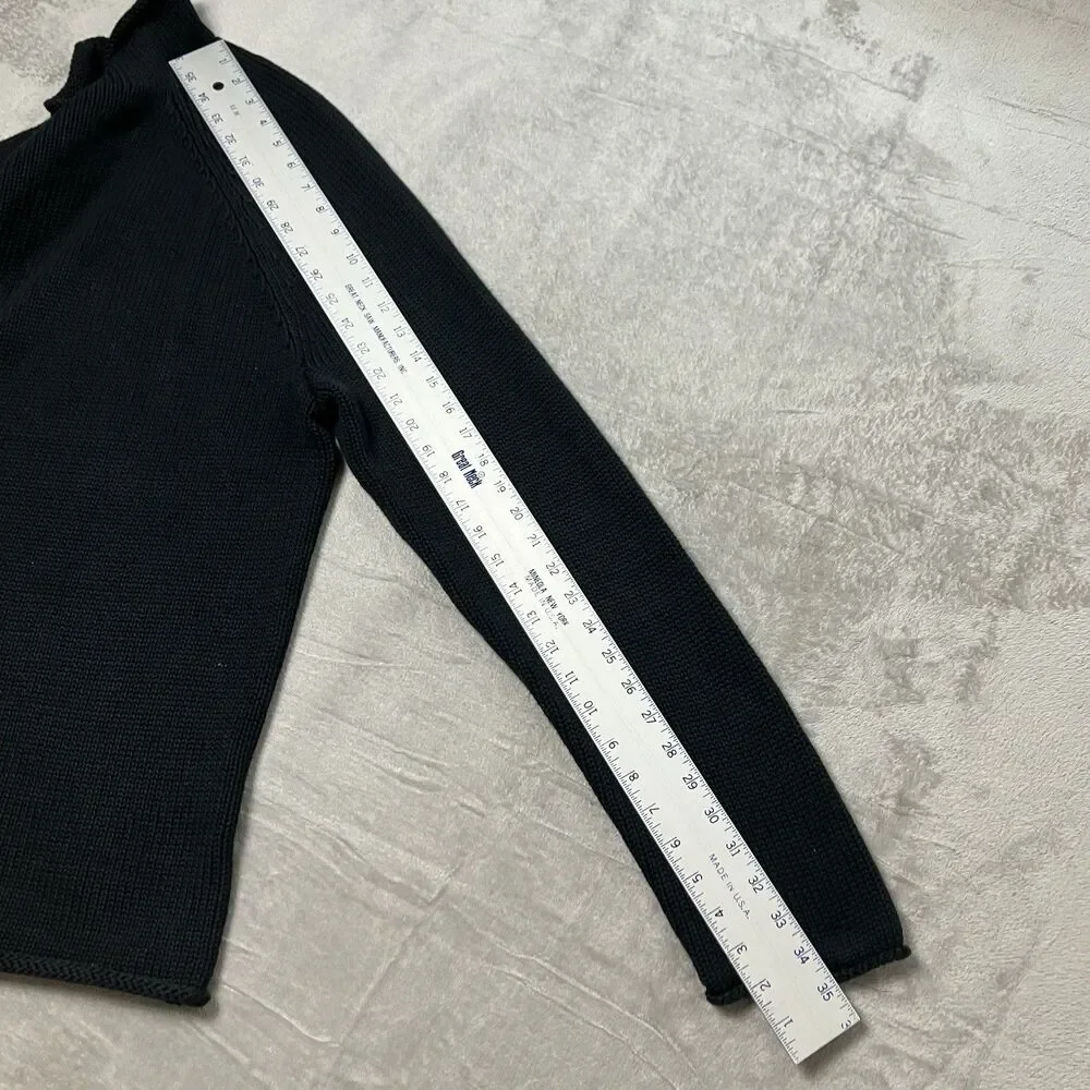 J Crew  1988 Rollneck Sweater Mens L Black Cotton Oarsman 90s Style Preppy BW186